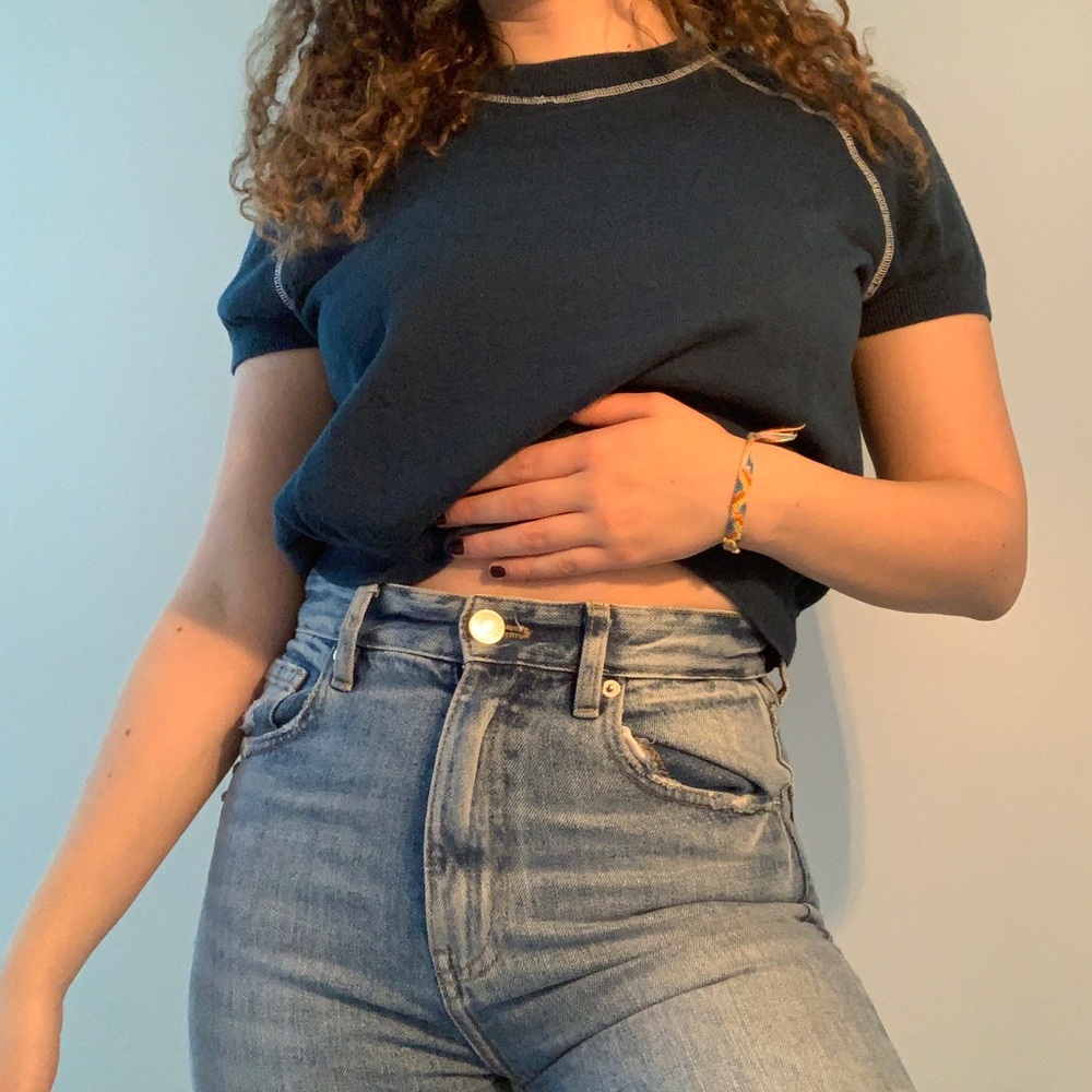 UO Cropped Navy Sweater
